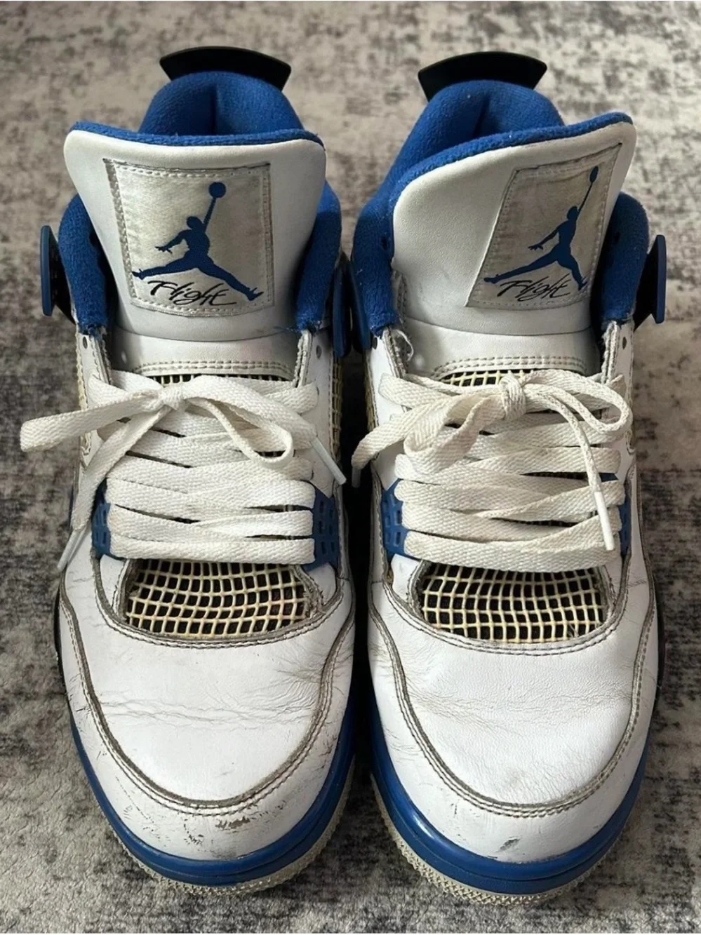 Jordan White and Blue Retro Basketball Sneakers